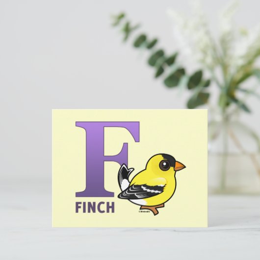 F is voor Finch Briefkaart (Staand voorkant)