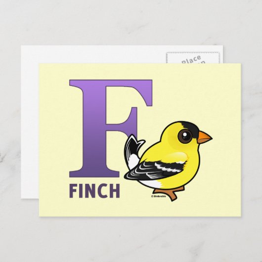 F is voor Finch Briefkaart (Voorkant / Achterkant)