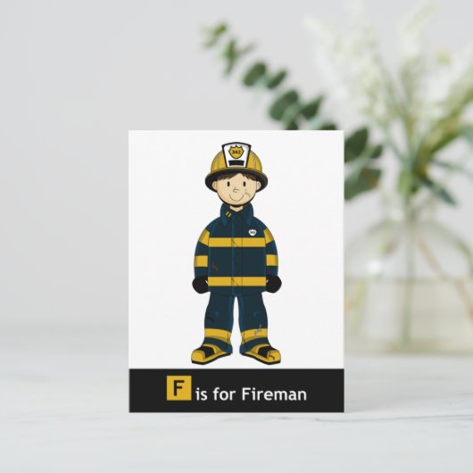 F is voor Fireman Briefkaart (Staand voorkant)