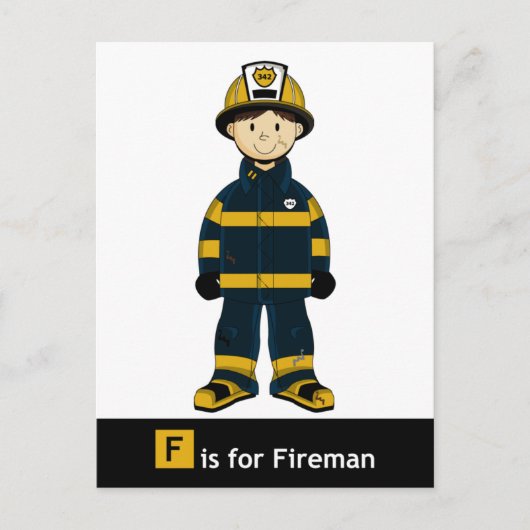 F is voor Fireman Briefkaart (Voorkant)