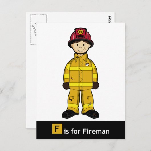 F is voor Fireman Briefkaart (Voorkant / Achterkant)