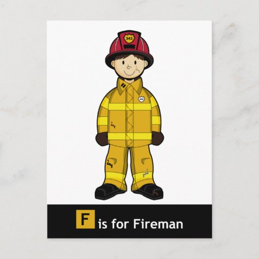 F is voor Fireman Briefkaart (Voorkant)