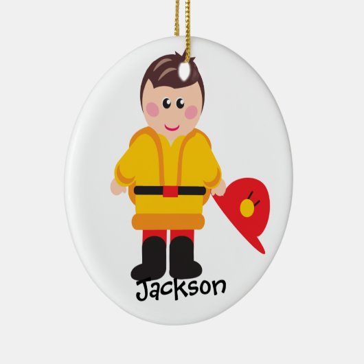 F is voor Fireman Personalized Ornament (Rechts)