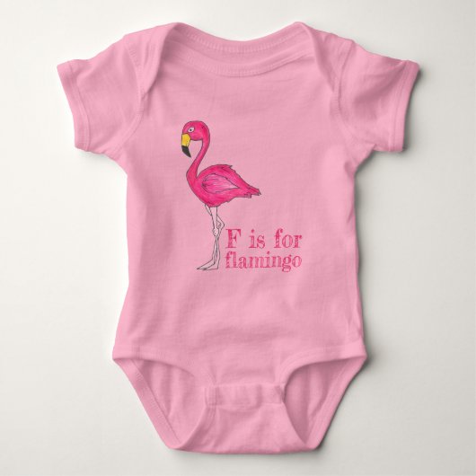 F is voor Flamingo Pink Flamingoes Tropical Bird Romper (Voorkant)