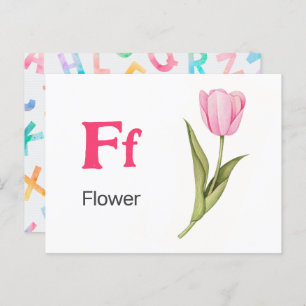 F is voor Flower - Alphabet Flash Kaart