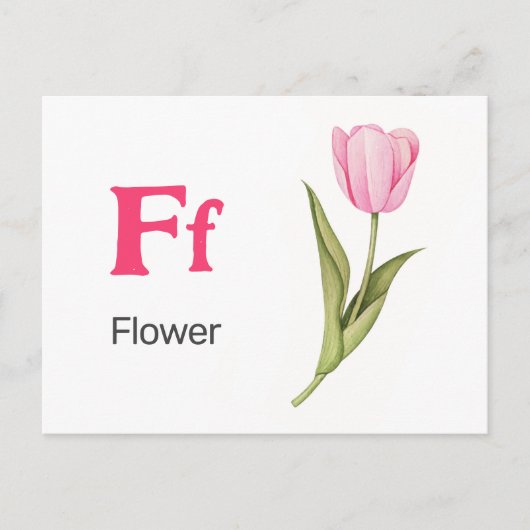 F is voor Flower - Alphabet Flash Kaart (Voorkant)