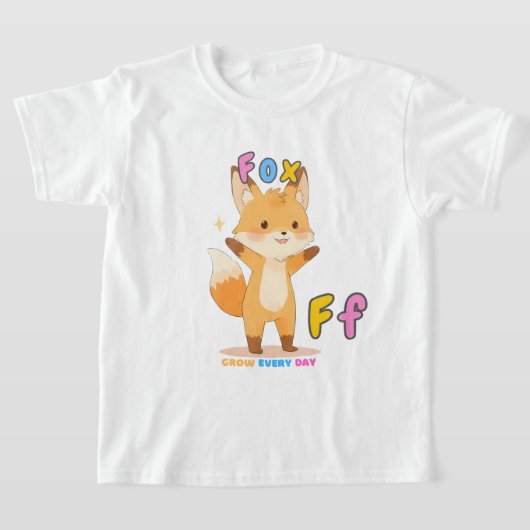 "F is voor Fox" Alphabet T-shirt - elke dag groeie (Laagn)