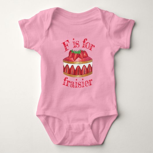 F is voor Fraisier Strawberry Cake French Pastry Romper (Voorkant)