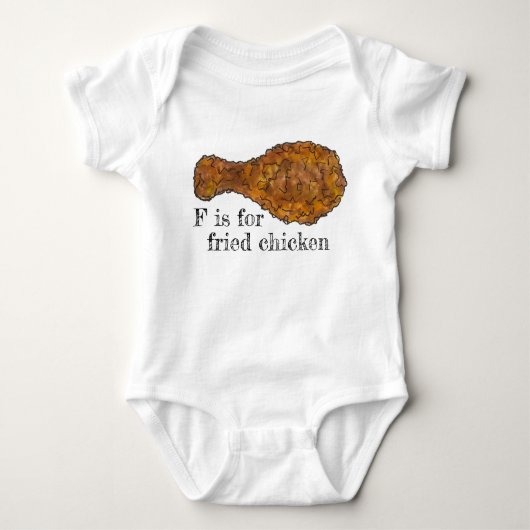 F is voor Fried Chicken Leg Drumstick Alphabet Foo Romper (Voorkant)