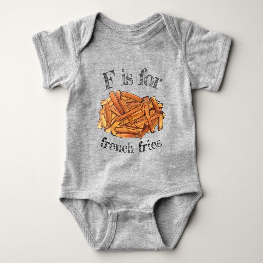 F is voor Fry Fries Fried Potato Junk Food Romper (Voorkant)