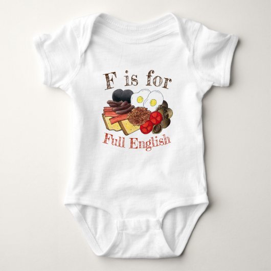 F is voor FULL ENGLISH Breakfast UK Food Romper (Voorkant)