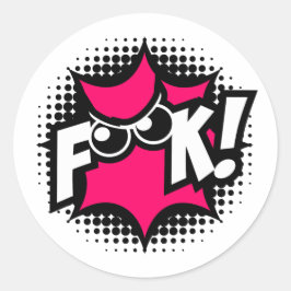 F**K! Stripboekstijl Ronde Sticker