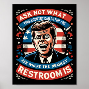 F. Kennedy Grappig Patriottisch Toilet Meme 4th va Poster