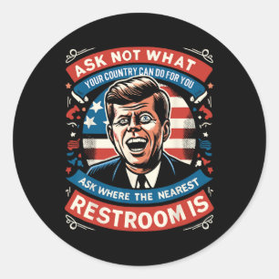 F. Kennedy Grappig Patriottisch Toilet Meme 4th va Ronde Sticker