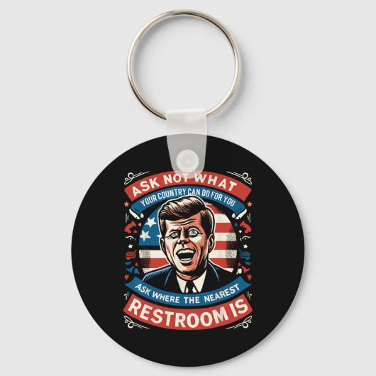 F. Kennedy Grappig Patriottisch Toilet Meme 4th va Sleutelhanger (Voorkant)
