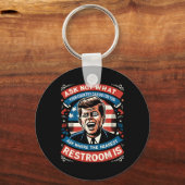F. Kennedy Grappig Patriottisch Toilet Meme 4th va Sleutelhanger (Voorkant)