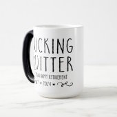 F*Knikkende Kuitter ik bedoel Happy Retirement Kof Magische Mok (Voorkant links)