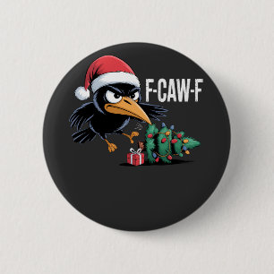 F-kra-kra Raaf Kraai Kerstboom Kerstmis Raaf Ronde Button 5,7 Cm
