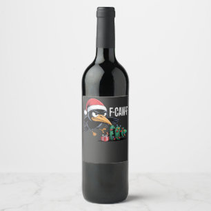F-kra-kra Raven Kraai Kerstboom Kerst Raven Wijn Etiket