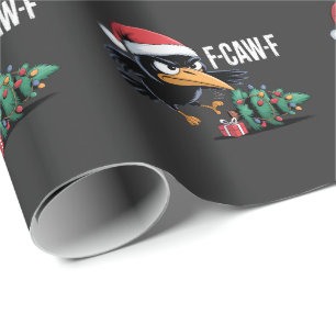 F-kra-kra Raven Kraai Kerstboom Kerstmis Raven Cadeaupapier
