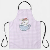 F&L Bunny in een Cup op Gingham All-Over Print Sch Schort (Voorkant)