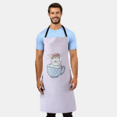 F&L Bunny in een Cup op Gingham All-Over Print Sch Schort (Gedragen)