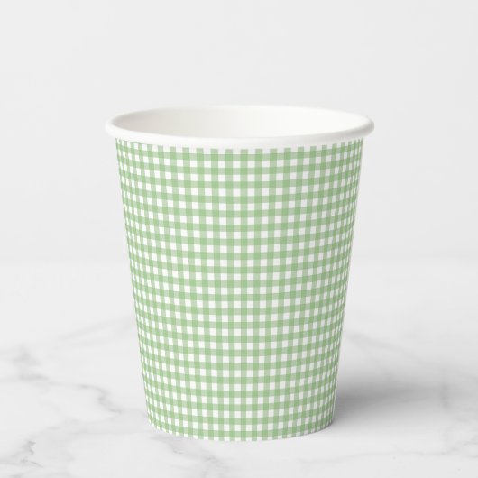 F & L Dark Green Gingham Papieren Bekers (Achterkant)