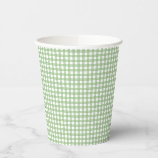 F & L Dark Green Gingham Papieren Bekers (Links)