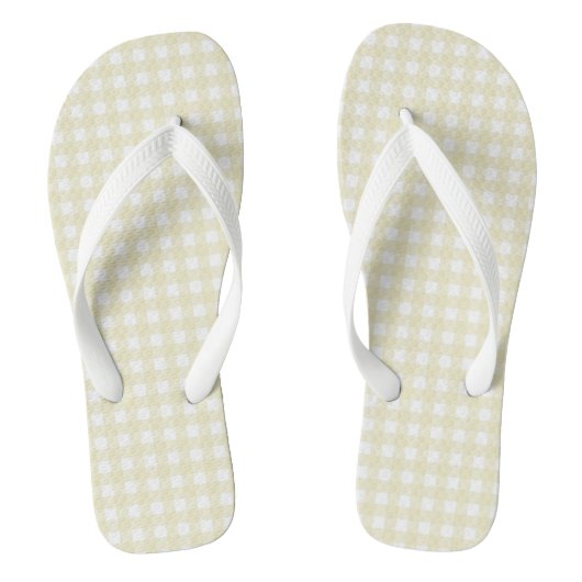 F & L Yellow Gingham Teenslippers (Voetbed)