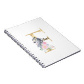 F letter gepersonaliseerde naam monogram met paard notitieboek (Rechterzijde)