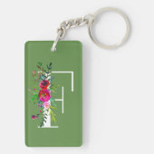 F Letter Initiaal Monogram Bloem Kleur naar keuze Sleutelhanger (achterkant)