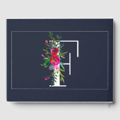 F Letter Initiaal Monogram Bloem Naam Bruiloft Gastenboek (Achterkant)