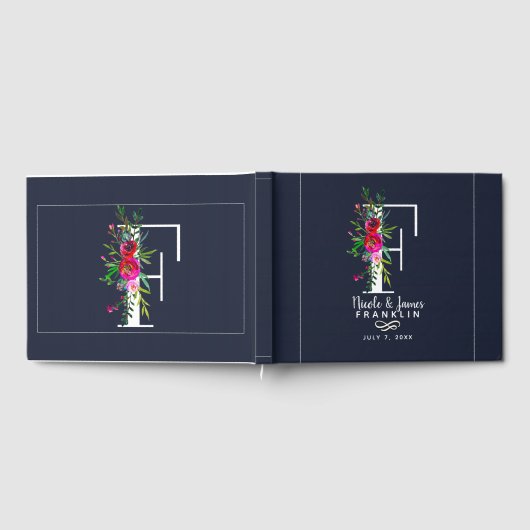 F Letter Initiaal Monogram Floral Name Wedding Gastenboek (Volledig)
