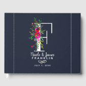 F Letter Initiaal Monogram Floral Name Wedding Gastenboek (Voorkant)
