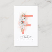 F Letter Monogram White Orchids and Pampas Grass Visitekaartje (Voorkant)