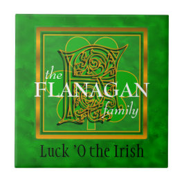 F "Luck of the Irish" Family Custom Monogram Tile Tegeltje