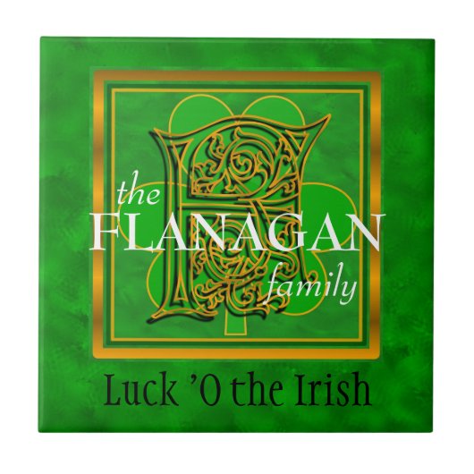 F "Luck of the Irish" Family Custom Monogram Tile Tegeltje (Voorkant)