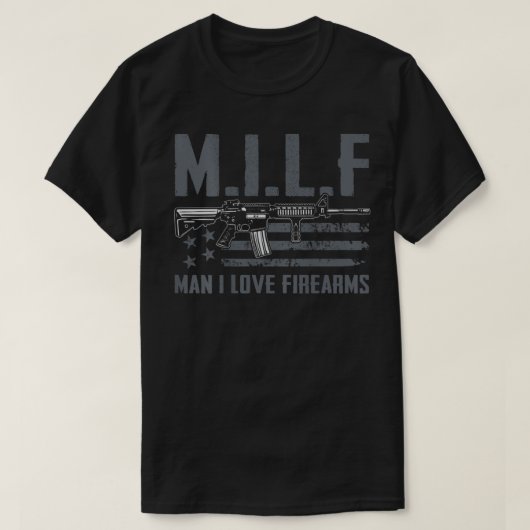 F Man I Love Firearms Funny Rifle Pro Pistool (OP  T-shirt (Design voorkant)