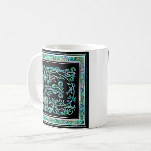 F "Masselle Blue" Aangepaste monogram Mokken (Voorkant links)