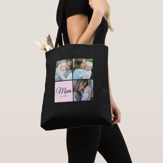 F*Moeder Opgericht Script Zwart 3 Foto Cadeau Tote Bag (Dichtbij)