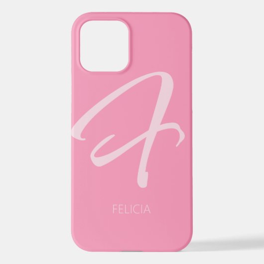 F Monogram Aangepast roze iPhone Hoesje (Achterkant)