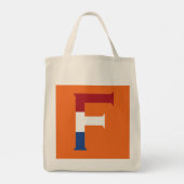 F Monogram bedekt met NLD Vlag op of gtcnt Tote Bag (Achterkant)