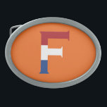 F Monogram bedekt op NLD Vlag op of bbcnt Gesp<br><div class="desc">F Monogrambedekking op de Nederlandse vlag op oranje gordelsluiting © Trinkets and Goods 2022 - AHP Design. Alle rechten voorbehouden.</div>