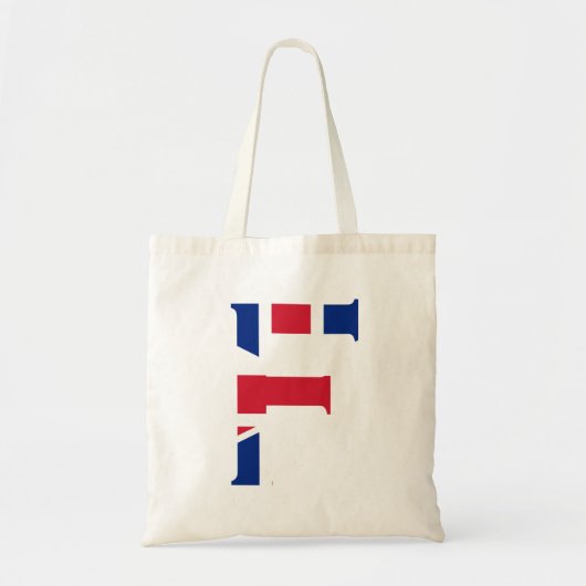 F Monogram bedekt op Union Jack Flag btcnt Tote Bag (Voorkant)