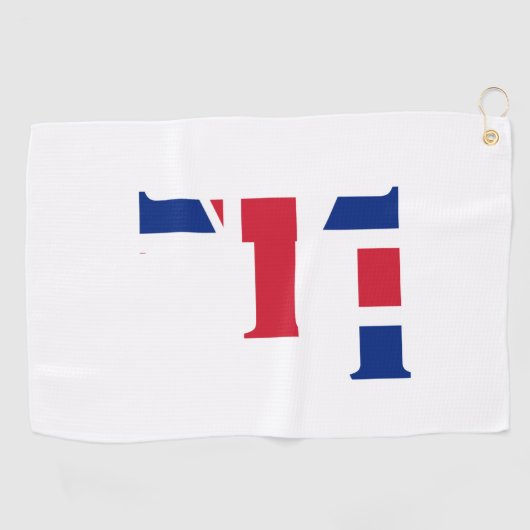 F Monogram bedekt op Union Jack Flag gtcnt Golfhanddoek (Horizontaal)