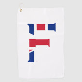 F Monogram bedekt op Union Jack Flag gtcnt Golfhanddoek (Voorkant)