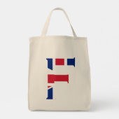 F Monogram bedekt op Union Jack Flag gtcnt Tote Bag (Achterkant)