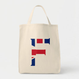 F Monogram bedekt op Union Jack Flag gtcnt Tote Bag