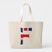 F Monogram bedekt op Union Jack Flag jitcnt Grote Tote Bag (Achterkant)