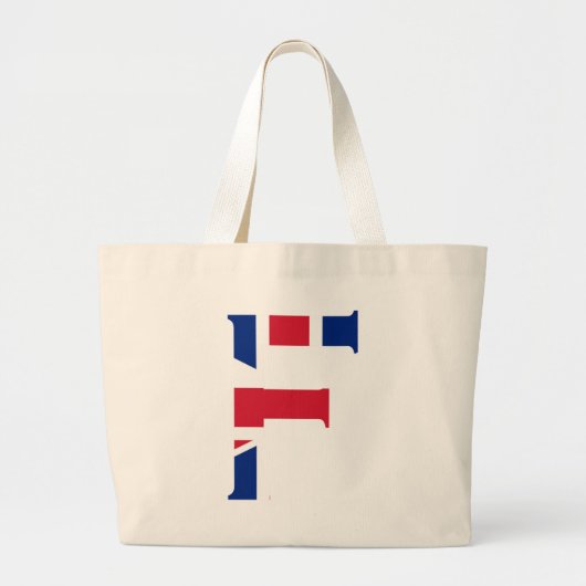 F Monogram bedekt op Union Jack Flag jitcnt Grote Tote Bag (Voorkant)